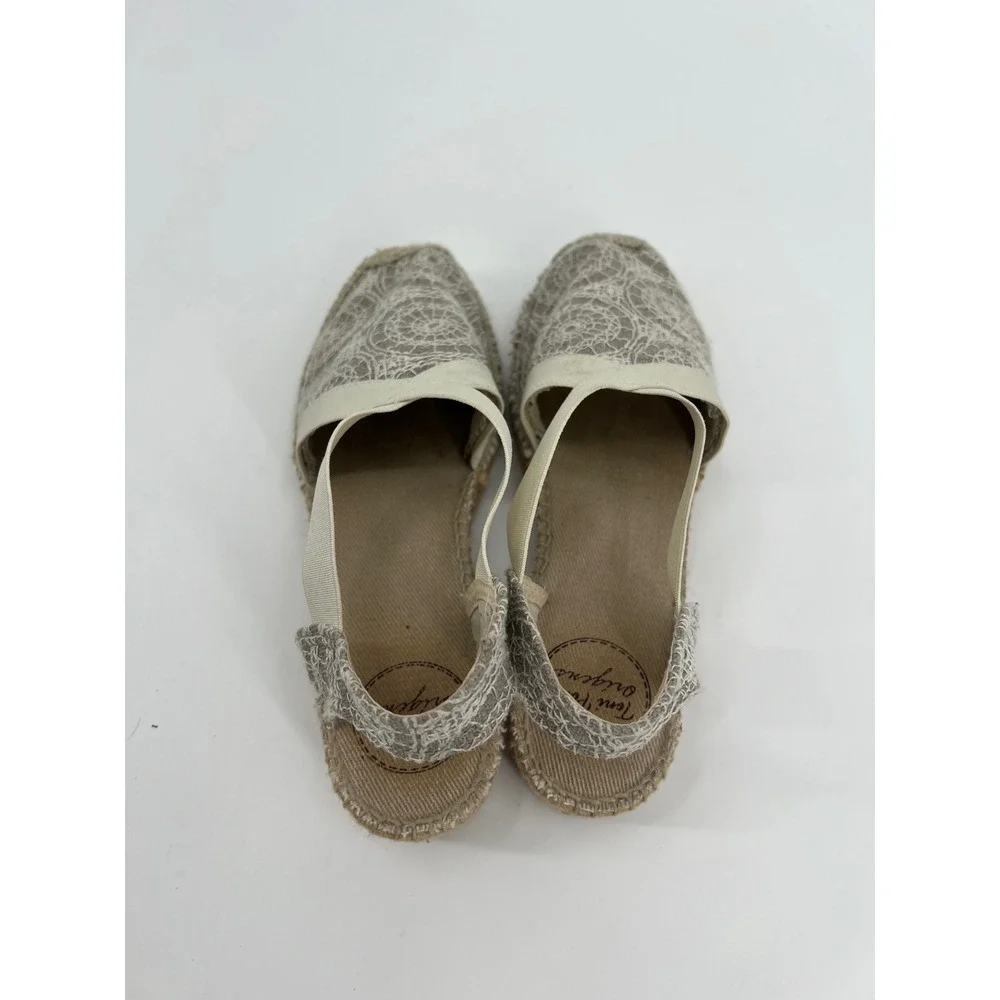 Toni Pons Origens Grey Lace Embroidered Espadrille Wedge Sandals Size 38 Spain
